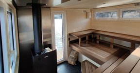 Blick in die Sauna des Hausbootes