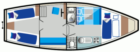 Grundriss Hausboot Tjonger für 5 Personen